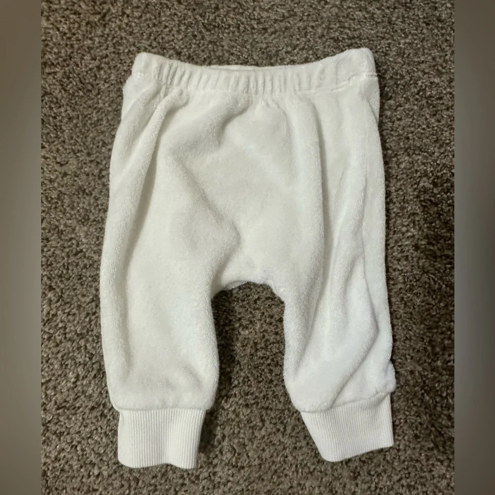 Carters baby white Terry zip and pants outfit